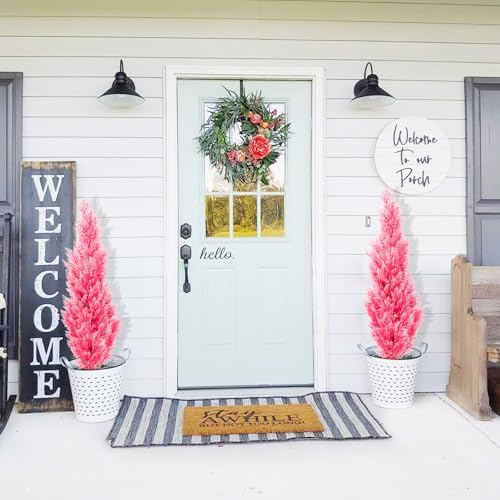 COMUSTER 2 Pack 4-Foot Pink Artificial Cedar Trees
