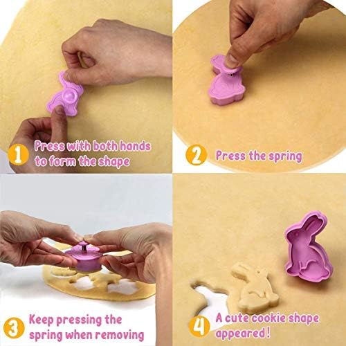Mini Easter Cookie Cutters with Spring Ejection Set of 4