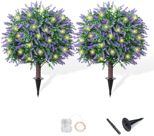 Artificial Lavender Topiary with Led Lights