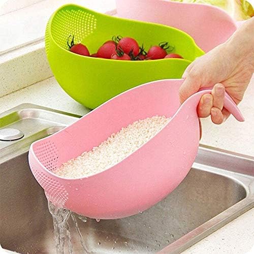 Cool 21 Qt Rice Washer Strainer with Handle Pink