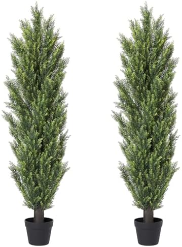 Set of 2 Realistic Cedar Outdoor Topiaries