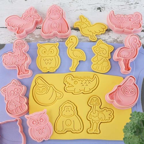 Lutoku 8 Mini Animal Cookie Cutters Set with 3D Raised Design