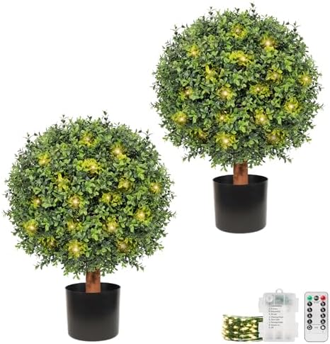 JOZHENJU Artificial Topiary Trees Set of 2 26 T 20 D