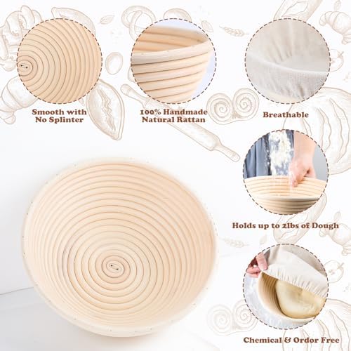 Artisan Sourdough Bread Proofing Basket Set