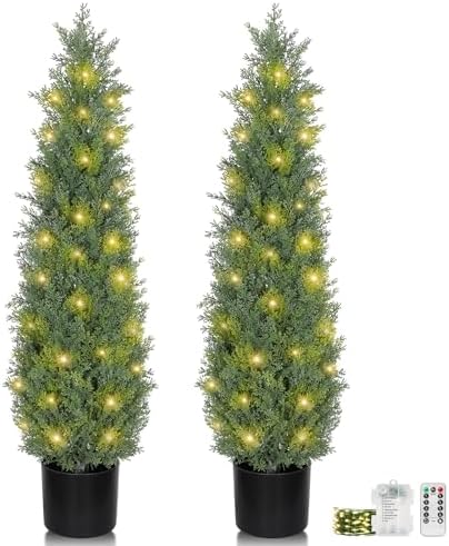 Artificial Cedar Topiary Set of 2