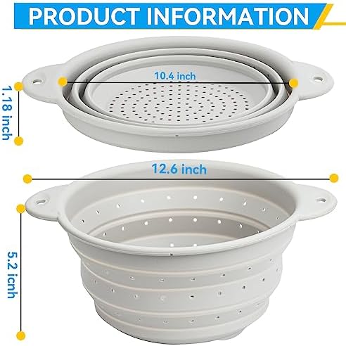 Durable Collapsible Silicone Colander for Kitchen