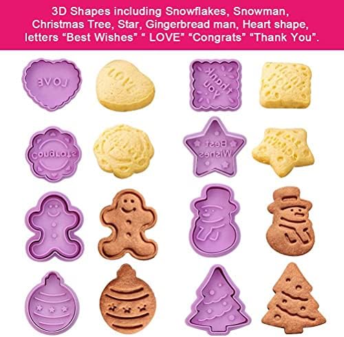 Zerone 8 Pcs Christmas Cookie Cutter Set Plastic Biscuits