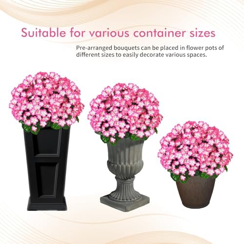 Vibrant 20 Potted Fake Geraniums Outdoor Topiary - No Assembly Required
