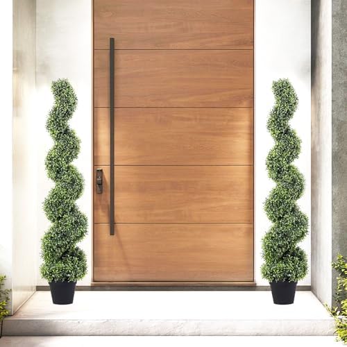 4FT Artificial Boxwood Spiral Topiary Trees Set of 2
