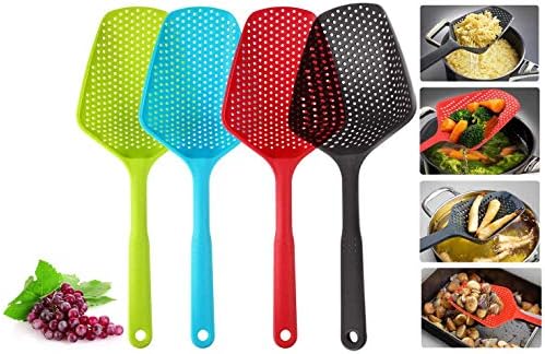 4-Piece Set Kitchen nylon Strainer Scoop Colander RedBlueBlackGreen