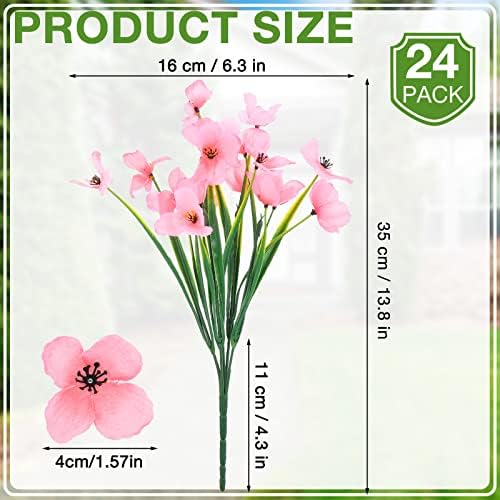 24-Piece UV-Resistant Hydrangea Artificial Flower Bundle for Indoor Outdoor Use Pink