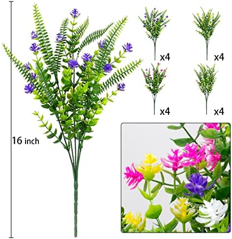 Preciate 16-Piece Artificial Flowers for Outdoors Homes