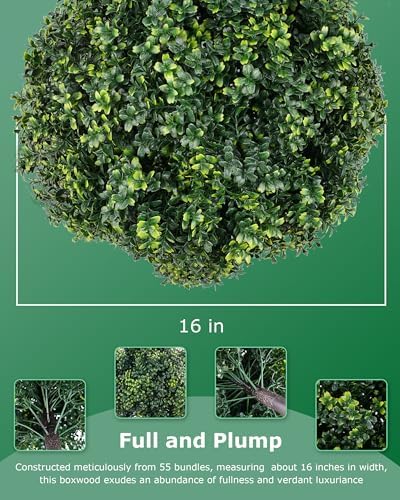 276inch Boxwood Topiary Fake Plant UV Resistant Outdoor Decor