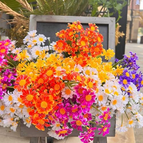 12 PC FAUX PLASTIC Daisy Flowers Outdoor Decor