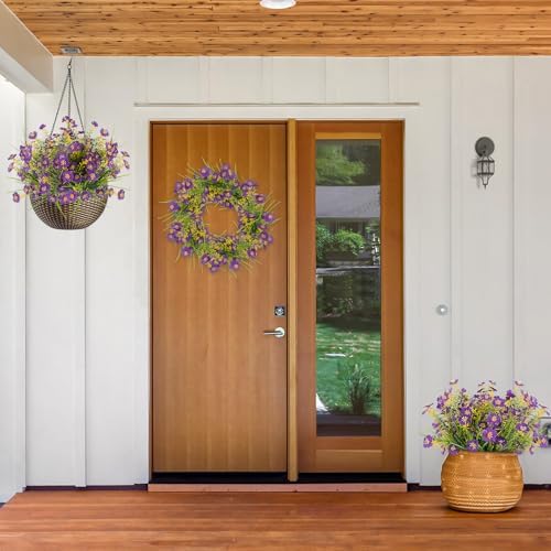 MACTING Fake Plastic Outdoor Flowers UV-Resistant and Durable Purple