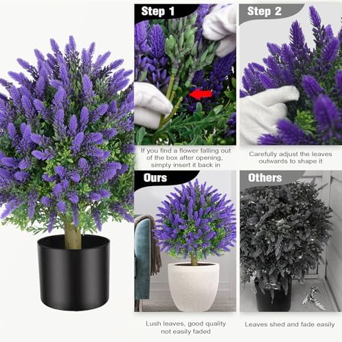 Artificial Topiaries Lavender Ball Trees 2-Pack - 216 Inch Tall