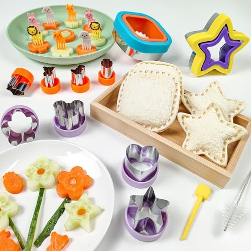 20 Pcs Mini Cookie Cutters Sandwich Makers for Lunch Baking