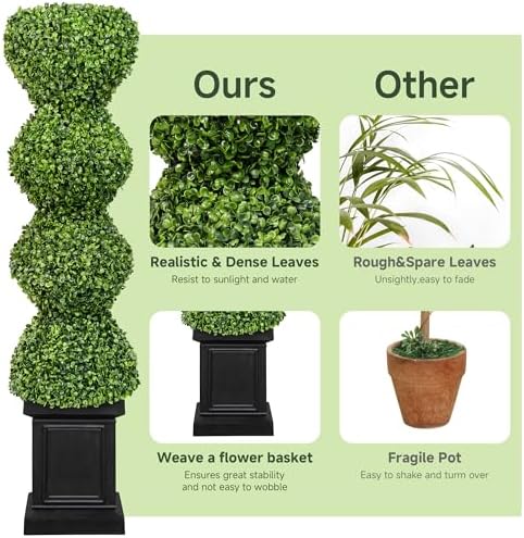 Elegant 43-inch Boxwood Topiary for Front Porch