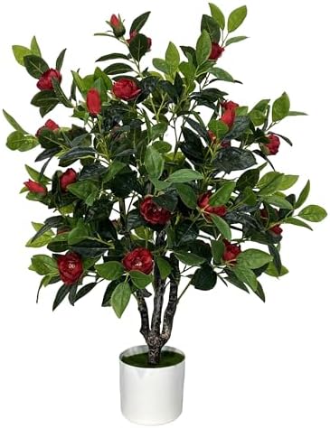 ECOFOREST Artificial Camellia Tree 35in Faux Floral