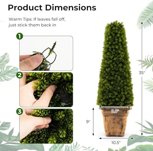 Goplus 3ft Cone Boxwood Topiary 2-Pack