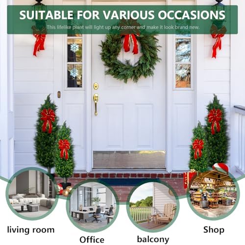 UNADRA Artificial Cedar Topiary 4FT Set of 2