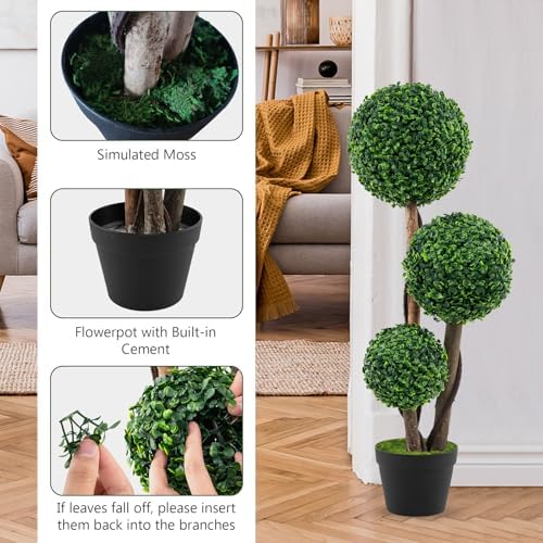 Artificial Boxwood Topiary Tree with 3 Ft Height