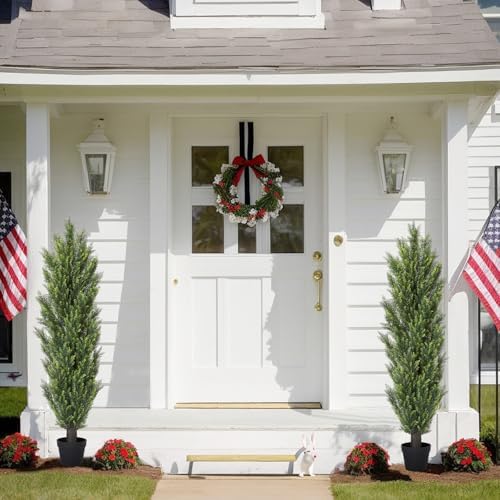 Set of 2 Realistic Cedar Outdoor Topiaries