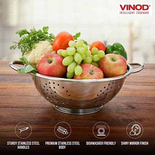 Vinod Stainless Steel Colander Gourmet-Grade Dishwasher-Friendly 95-inch Diameter