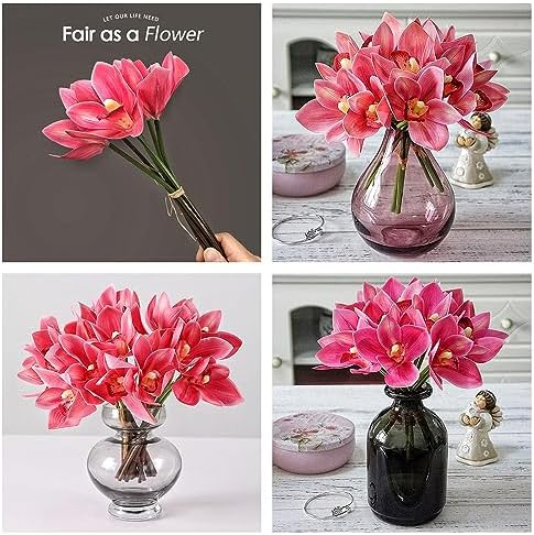 Natural-LOOKING Pink Artificial Cymbidium Orchids for Weddings HomeDecoration