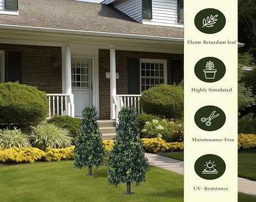 Artificial Boxwood Bush Cone 35 Tree with Spike