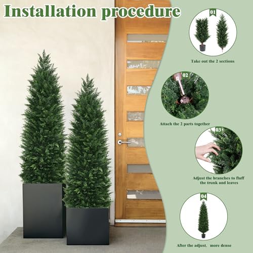 Versatile Beauty Yangrass Artificial Topiary Cedar Trees 2-Pack