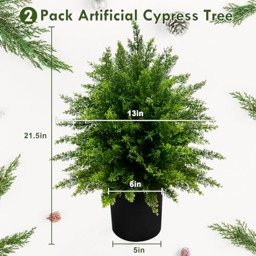 2-Pack Artificial Cedar Topiary Balls for Indoors and Outdoors