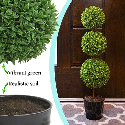 Admired By Nature 24 Inch Artificial Boxwood Topiary Set