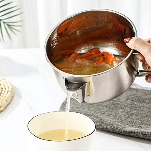 1200ml Stainless Steel Oil Fat Separator with Glass Cover Soup Grease Strainer
