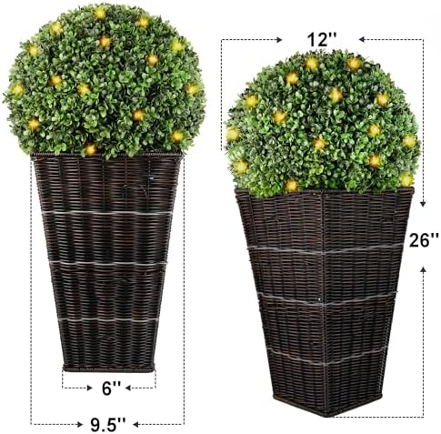 SEVENLOVE Artificial Boxwood Topiary Ball with Lights
