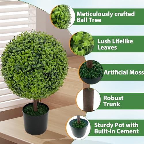 ROOMTEC 2 Pcs 22 Inch Artificial Boxwood Topiary Trees