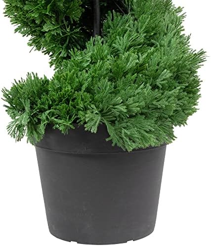 Delightful Unlit Artificial Cedar Spiral Topiary Tree 5 Black Pot