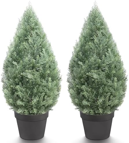 Set of 2 Artificial Cedar Topiary