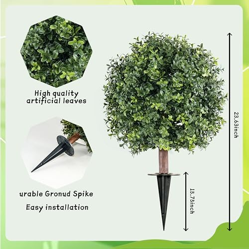 H18 - 12 Boxwood Cone Artificial Topiary with Spike 2 Pack