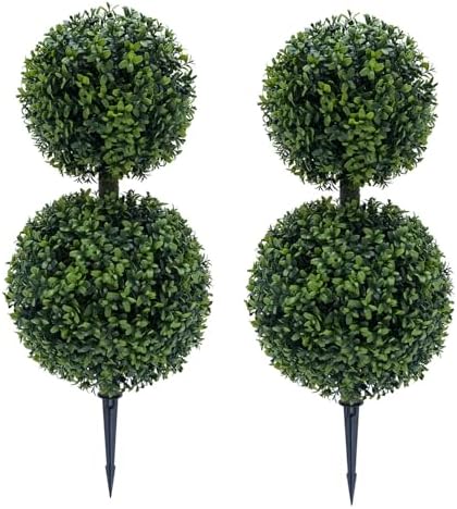 Artificial Potted Boxwood Tree Set