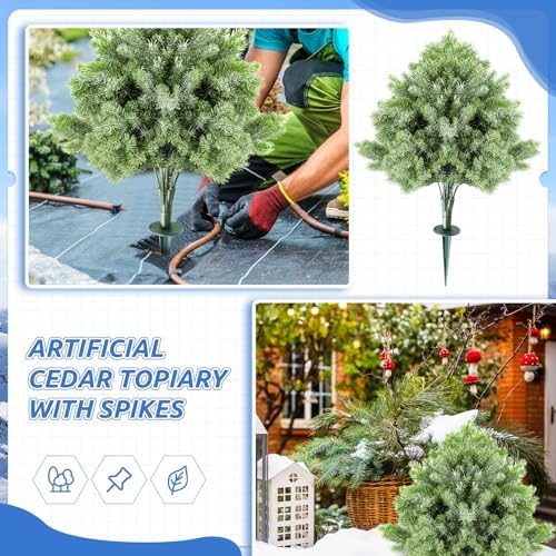 CroBlissful 2-Piece 24 Cedar Tree Topiary Outdoor