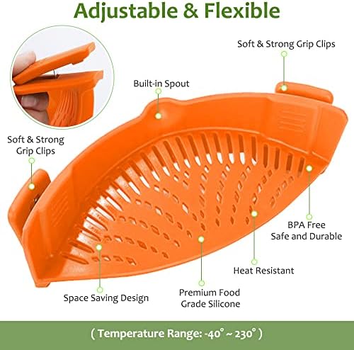 YEVIOR Clip-on Food Strainer for Pots Pans Bowls