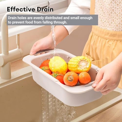 Beruyu Extendable Colander Collapsible Sink Strainer Basket Gray