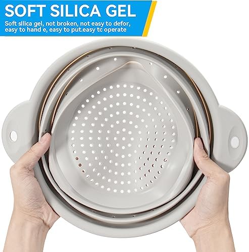 Durable Collapsible Silicone Colander for Kitchen
