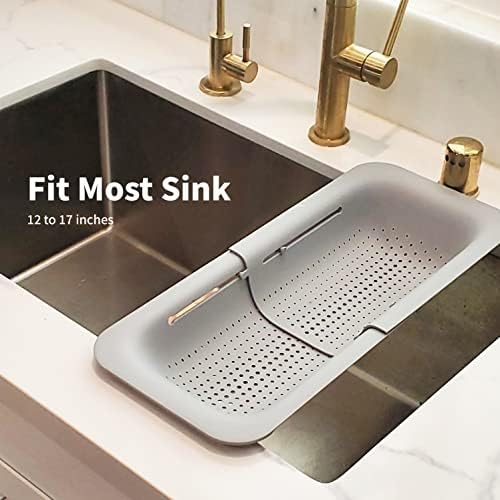 Makerstep Expandable Over the Sink Colander - Perfect Fit for Kitchen Essentials
