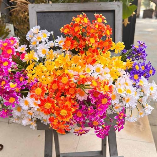 12 PC FAUX PLASTIC Daisy Flowers Outdoor Decor