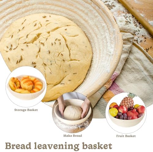 Nisorpa Banneton 4-Piece Sourdough Proofing Basket Set