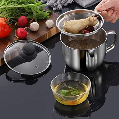 Premium Stainless Steel Oil Strainer with Colander Glass Top 1000ML