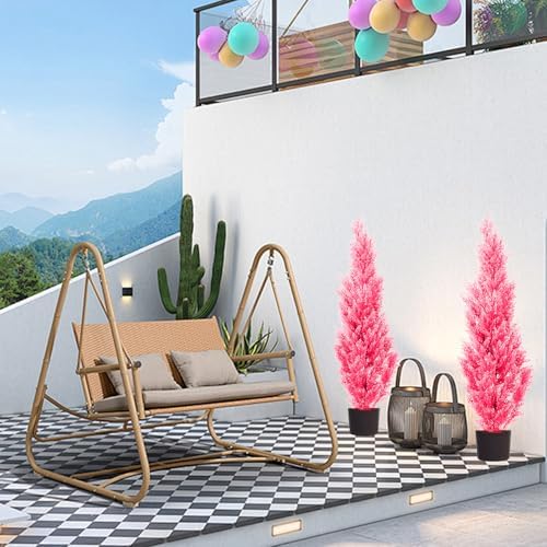 COMUSTER 2 Pack 4-Foot Pink Artificial Cedar Trees