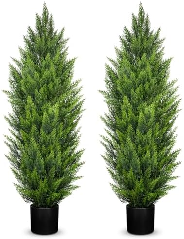 4ft Cedar Topiary Set for Home Outdoor Use